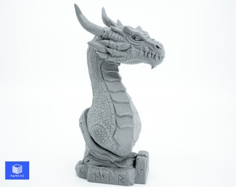 Dragon Bust (6.87in), Dragon Statue Desk/Shelf Decor, "Drafnir"