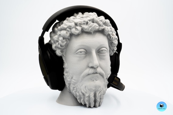Marcus Aurelius Headphone Holder Bust, Roman Empire Themed Gift, Perfect for Gamers