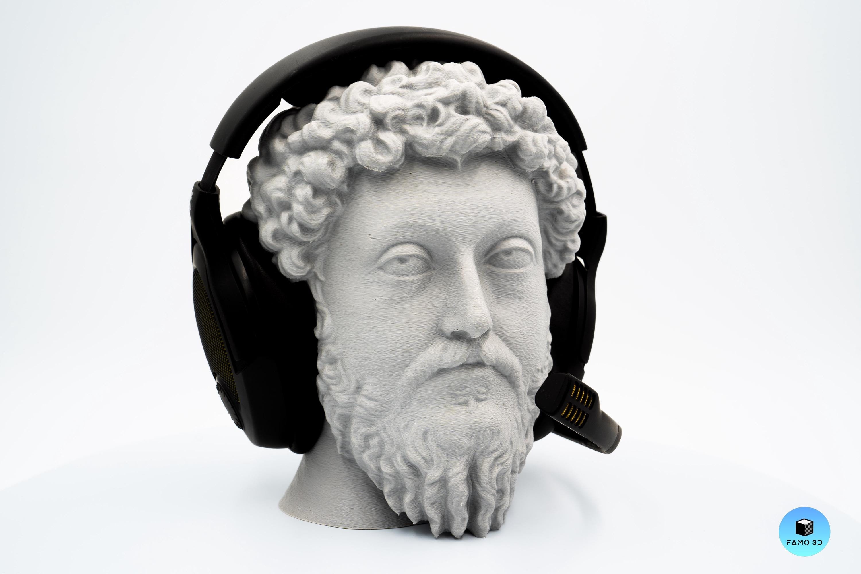 Marcus Aurelius Headphone Holder Bust, Roman Empire Themed Marcus Aurelius Headphone Holder Bust, Roman Empire Themed