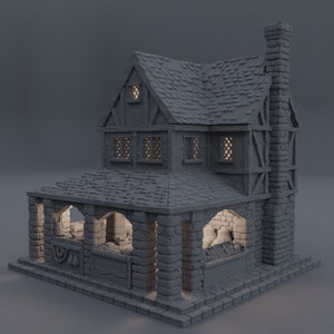 Mittelalterliches Kaufmannshaus D&D Miniatur Gelände für Dungeons and Dragons, D&D, D und D, Tabletop, Wargaming Tabletop, 28mm