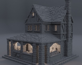 中世の商人の家 DnD ミニチュア地形 ダンジョンズ＆ドラゴンズ、D&D、D and D、ウォーゲーミング卓上、28 mm