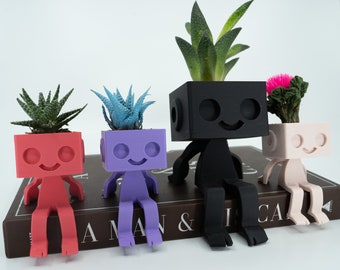 Shelf Sitter Robot Planter, Robbie the Robot Planter, Succulent Pot