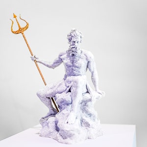 Neptune Statue Gold Trident, Neptune Greek God of the Sea, or Poseidon, Roman God, Aquarium Safe (3D Printed)