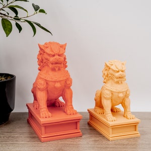 Desktop Chinese Imperial Guardian Lion Figure (石獅), Stone Lion Desk Decoration, Bookshelf Figure, Chinese “Foo Dog”
