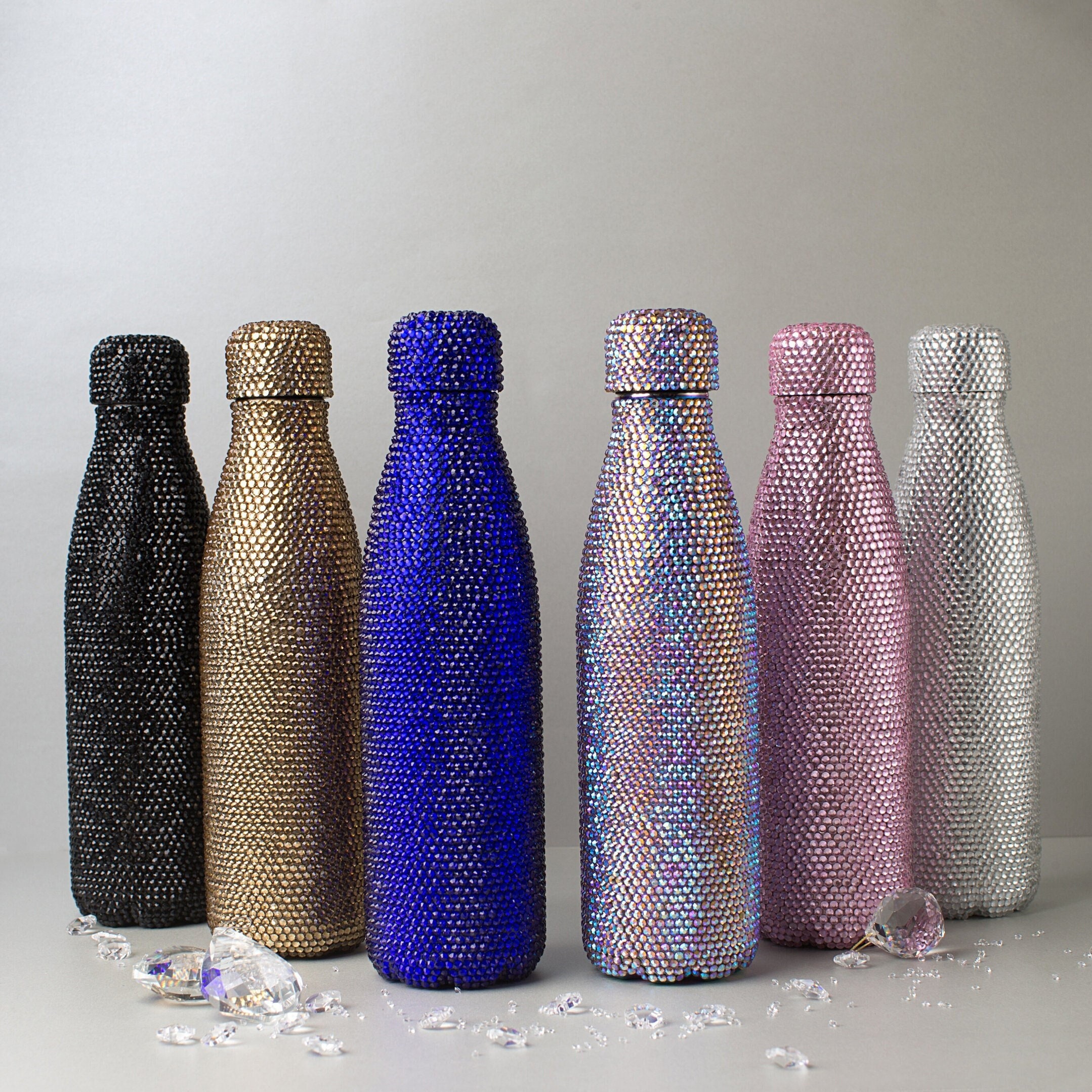 Collina Strada Crystal Embellished Insulated Water Bottle In Rainbow Smiley  Face