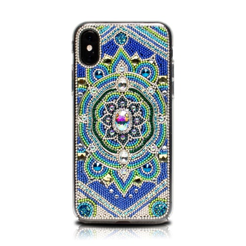 Luxury Mandala Phone Case for iPhone 14 13 12 Pro Max, Plus, Samsung, Spiritual Gifts, Bling Swarovski Crystals Phone Case by shops HANIX CRYSTALS