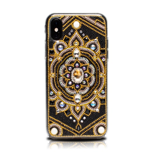 Luxury Mandala Phone Case for iPhone 14 13 12 Pro Max, Plus, Samsung, Spiritual Gifts, Bling Swarovski Crystals Phone Case by shops HANIX CRYSTALS