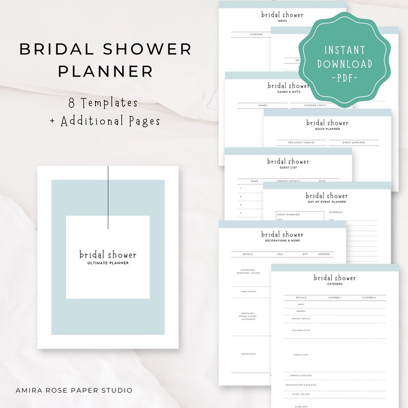 Printable Bridal Shower Checklist Simple Planner Digital Download ...