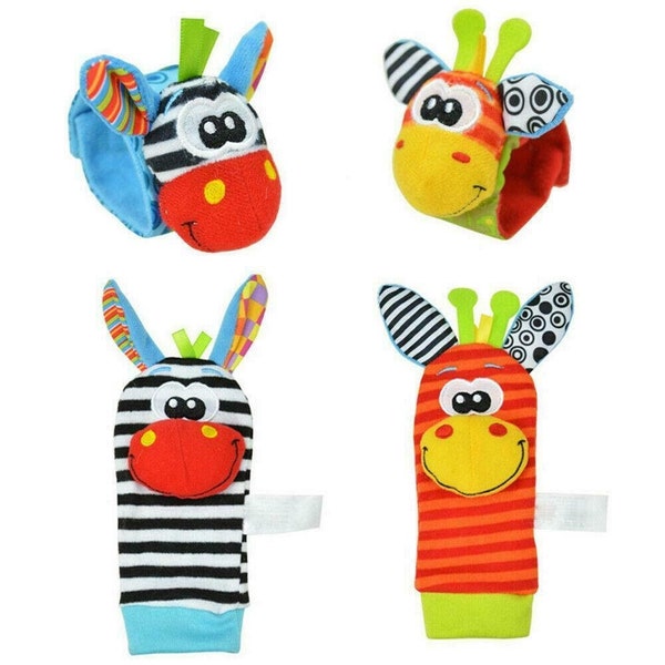 4pcs Infant Baby Kids Socks rattle toys Wrist Rattle and Foot Socks