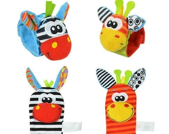 4pcs Infant Baby Kids Socks rattle toys Wrist Rattle and Foot Socks