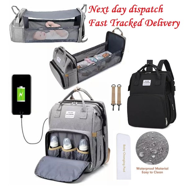 Baby Nappy Changing Multifunction Diaper Maternity Bag Backpack Hospital Bag with Changing Mat and USB Port Baby Shower Gift