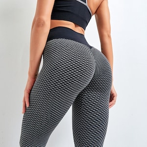 Leggings TIK Tok pour femmes collants d'entraînement pour femmes, plus pantalons de yoga taille haute anti-cellulite Black