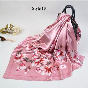 Satin Silk Scarf Women Square Multicolor And Design Boho Sytle Scarf Satin Silk 90x90cm image 2