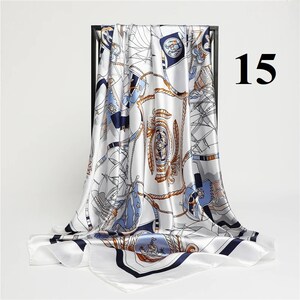 Satin Silk Scarf Women Square Multicolor And Design Boho Sytle Scarf Satin Silk 90x90cm image 10