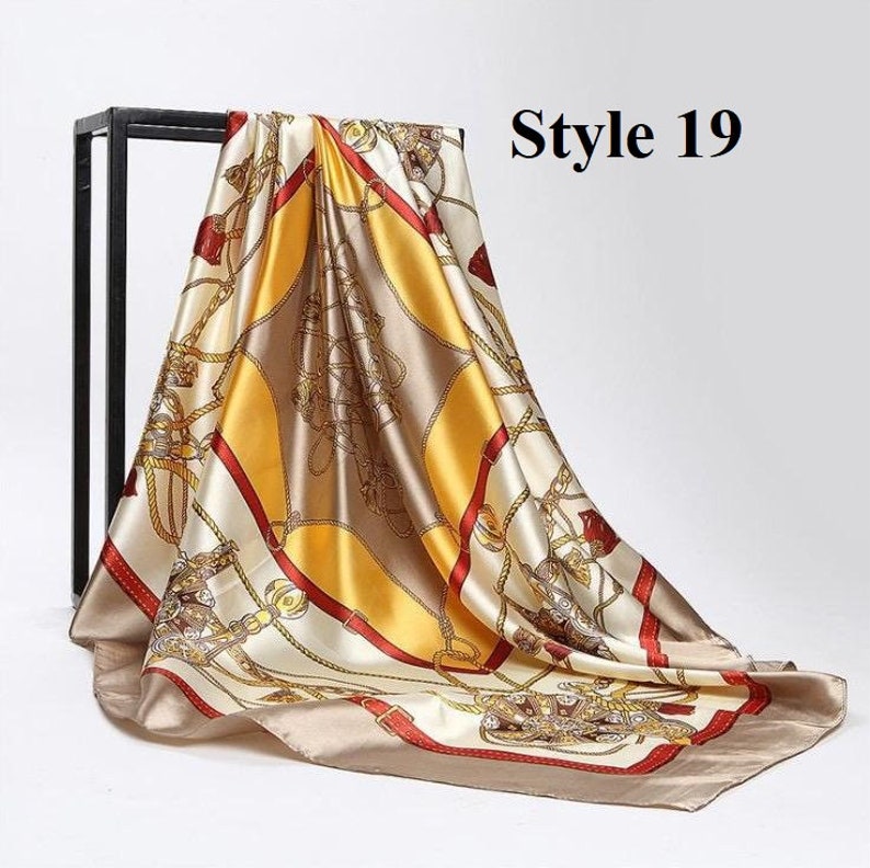 Satin Silk Scarf Women Square Multicolor And Design Boho Sytle Scarf Satin Silk 90x90cm image 5