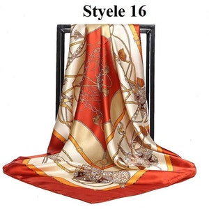 Satin Silk Scarf Women Square Multicolor And Design Boho Sytle Scarf Satin Silk 90x90cm image 4