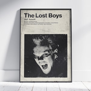 The Lost Boys retro movie poster. Vintage style tribute print of this classic horror movie.