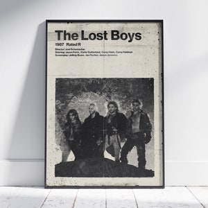The Lost Boys retro movie poster. Vintage style tribute print of this classic horror movie.