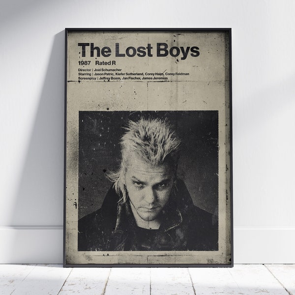 The Lost Boys retro movie poster. Vintage style tribute print of this classic horror movie.