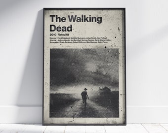 The Walking Dead retro inspired poster. Vintage style tribute print of this classic horror series. Fine art print on 230gsm archival paper.