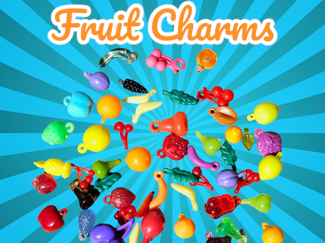 Vintage Fruit Beads, Vintage to Now Mix of Plastic Fruit Charms for