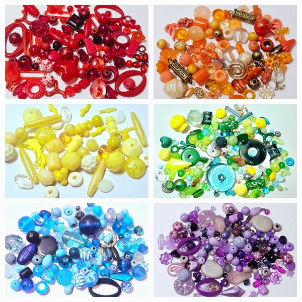 Vintage beads Mixed lots Bead soup type Flower beads, west German, etc. YOU PICK.