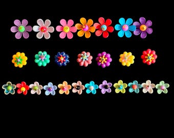 Flower beads Flower charms Bead components Premade Daisy beads. Shank back. YOU CHOOSE. Jewelry, Crafts, Sewing, etc.