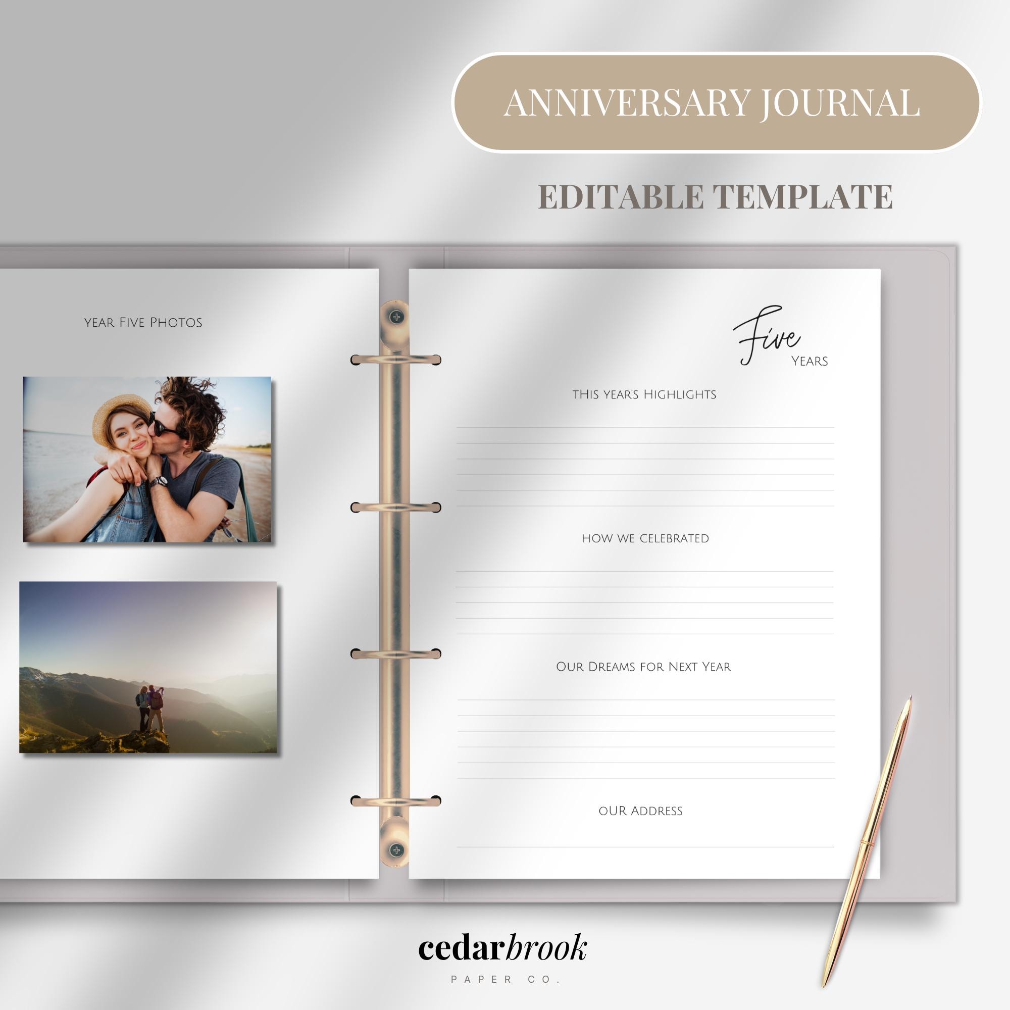 Anniversary Journal, Editable Template, Marriage Memory Book, Anniversary gift, Wedding Gift