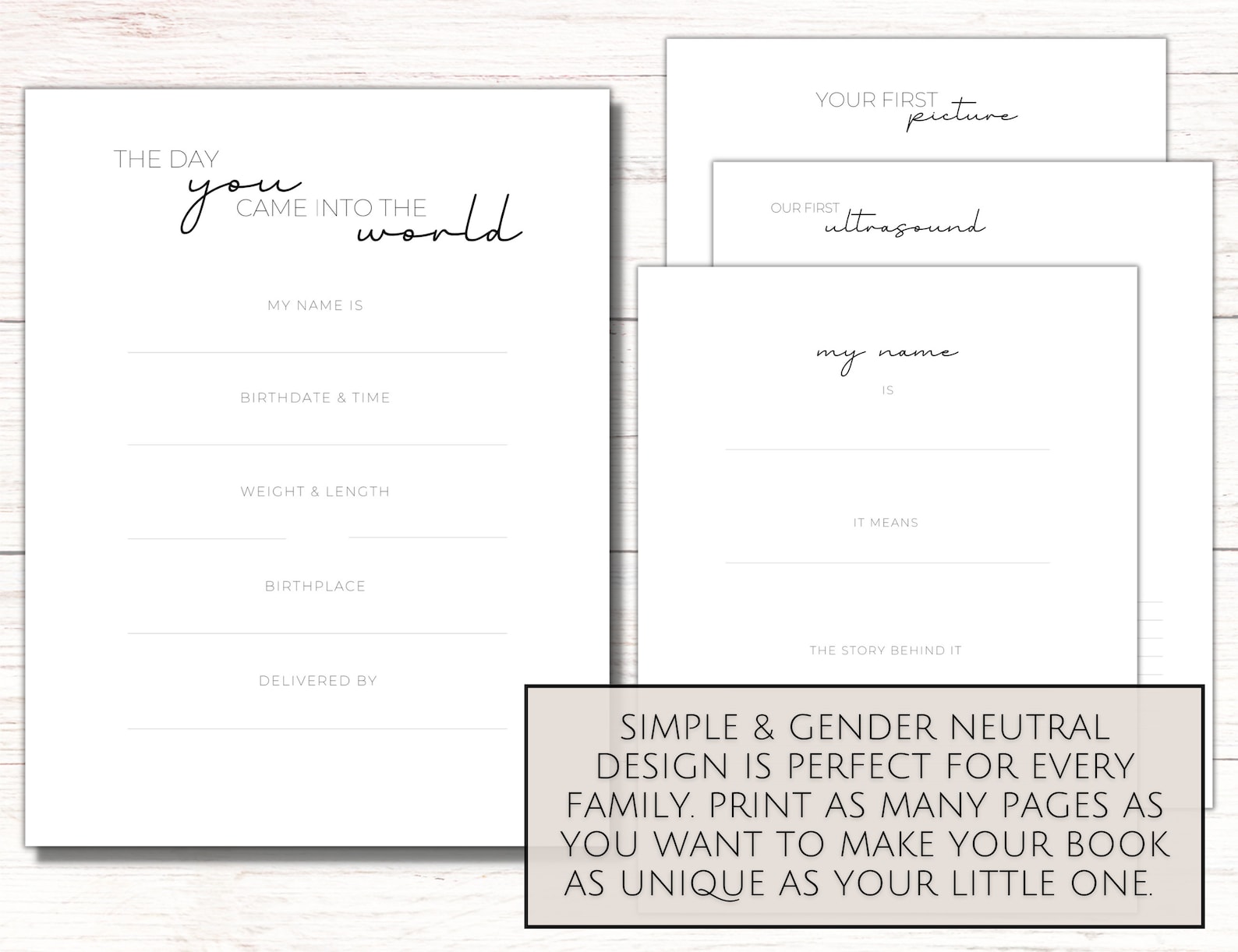 Minimalist Printable Baby Book Milestone Tracker Baby Etsy