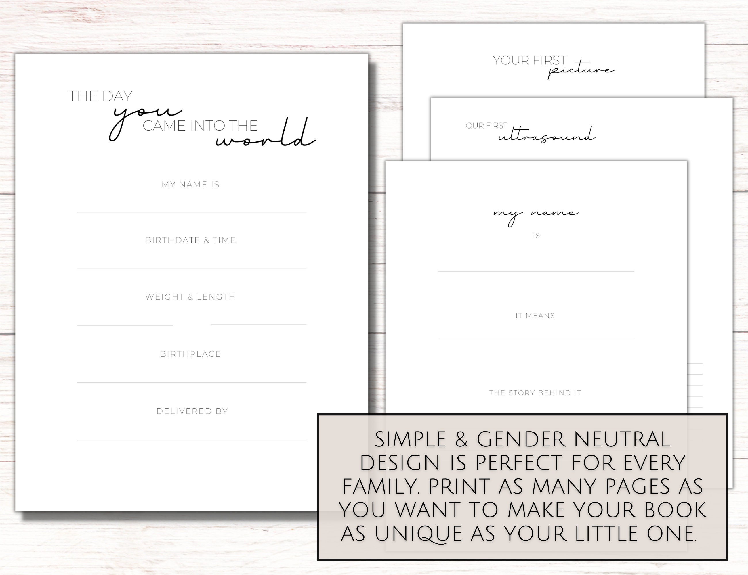 Minimalist Printable Baby Book Milestone Tracker Baby Etsy