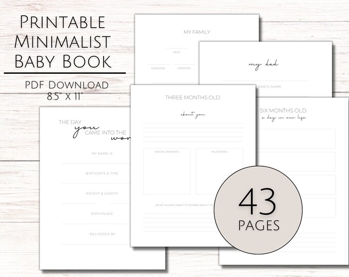 Minimalist Printable Baby Book Milestone Tracker Baby Etsy