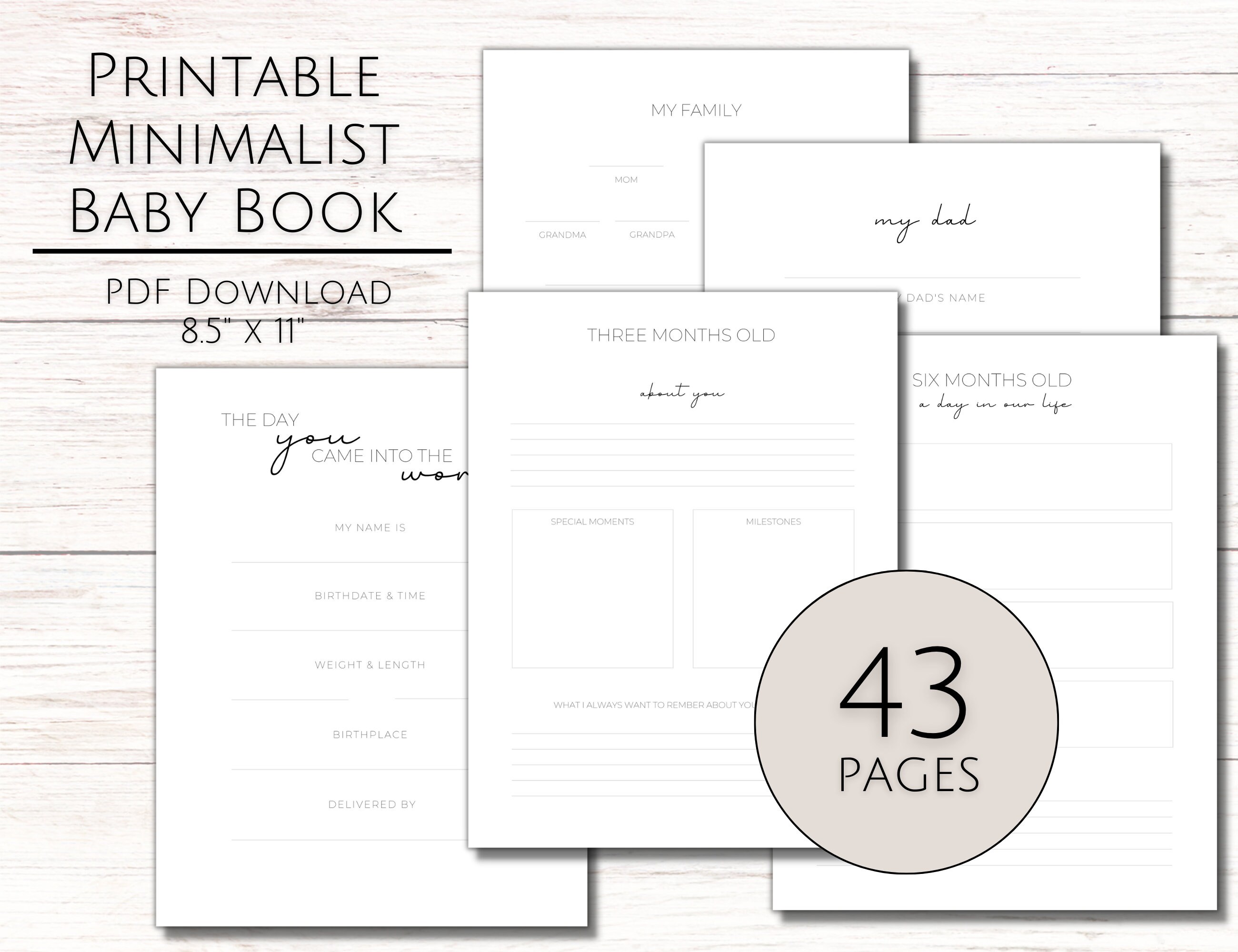 Minimalist Printable Baby Book Milestone Tracker Baby Etsy Australia