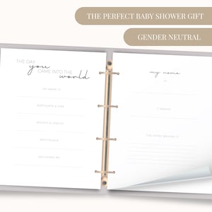 Minimalistisch afdrukbaar babyboek, mijlpaaltracker, babydagboek, genderneutraal kraamcadeau afbeelding 3