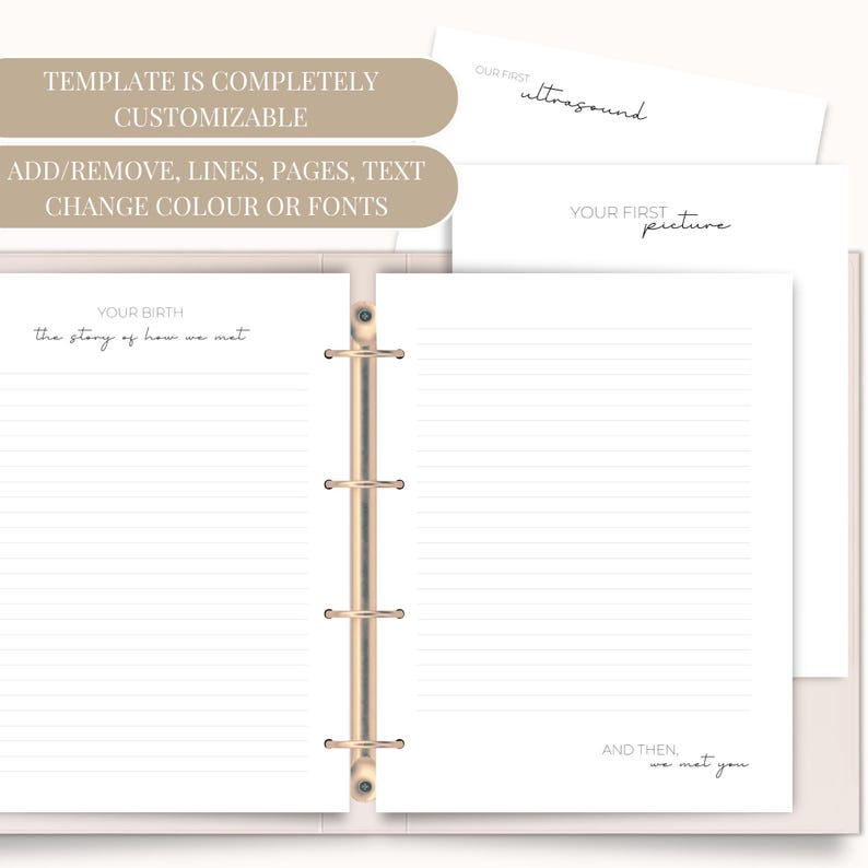 Minimalistisch afdrukbaar babyboek, mijlpaaltracker, babydagboek, genderneutraal kraamcadeau afbeelding 7