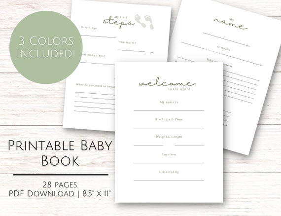 Printable Baby Memory Book Newborn Keepsake Instant - Etsy