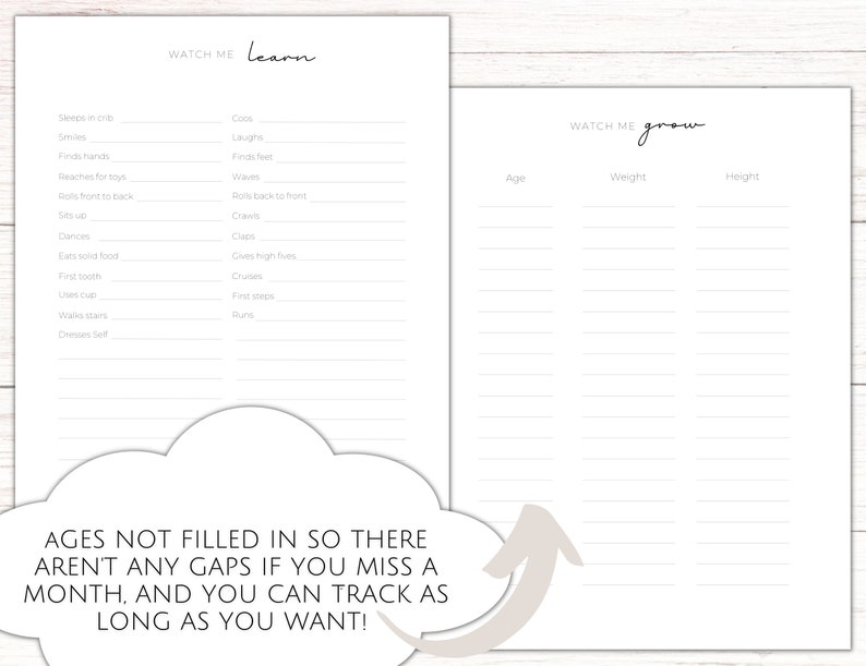 Minimalist Printable Baby Book Milestone Tracker Baby Etsy