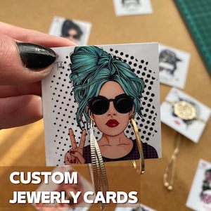 50pcs Custom Earring cards, Earring cards with logo, Custom Jewelry Cards, Jewelry Tags, Custom Necklace Card Display, Studs, Holder, Stand