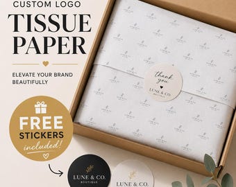 14"x10" (35x25cm)  Custom Logo Tissue Paper | Branded Packaging Paper | Personalized Gift Wrap | Luxury Packaging for Small Business |