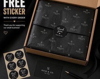 Custom Logo Black Tissue Paper | Branded Packaging Paper | Personalized Gift Wrap | Luxury Packaging for Small Business |