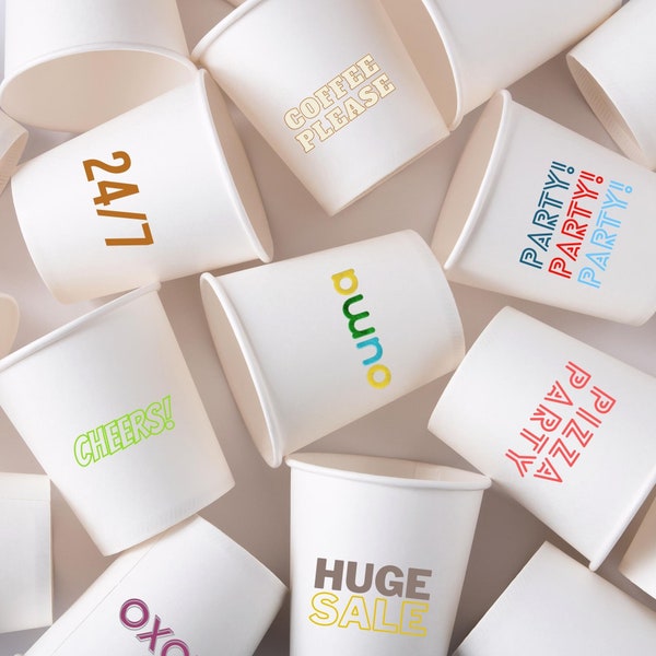 Personalized Paper Cups, Stadium Cups, Promotional Cups with Logo, Party Cups, Birthday Cups, Paper Cups with Your Logo, Event Cup,Marketing