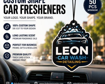 Premium Series Custom Air Fresheners, Custom Car Freshener, Logo Freshener, Personalized Car Air Freshener, Car Parfume, Hanging Freshener