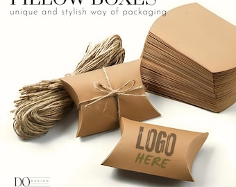 Eco-Friendly Kraft Pillow Boxes, Custom Packaging, Logo Packaging, Product Packaging, Kraftbox, Gift Box, Custom Logo Box, Rustic Packaging