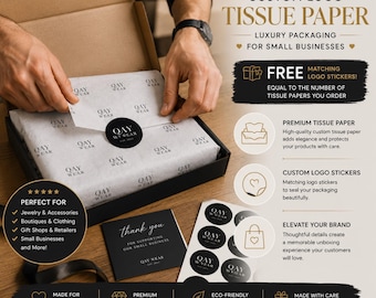14"x20" (35x50cm) Custom Logo Tissue Paper | Branded Packaging Paper | Personalized Gift Wrap | Luxury Packaging for Small Business |
