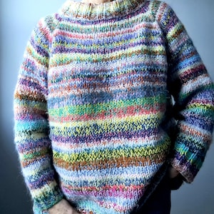 KNITTING PATTERN SWEATER Zerowaste Stina Knitting Pattern Sweater Scrapyarn Knitting Pattern Sweater Top Down Beginnerfriendly Sweater