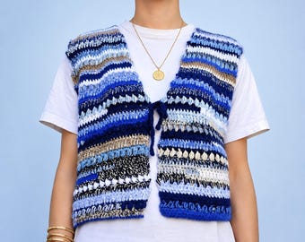 Crochet Vest Pattern: Zerowaste Boho Striped Slipover (PDF Pattern)