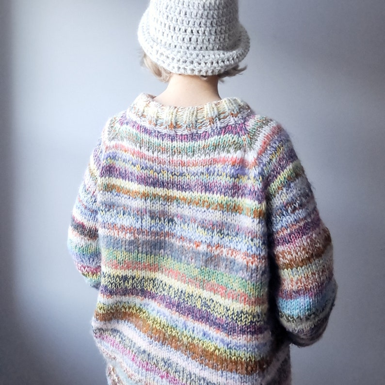 Stina Sweater Knitting Pattern, Zero Waste Scrap Yarn, Top Down Raglan ...