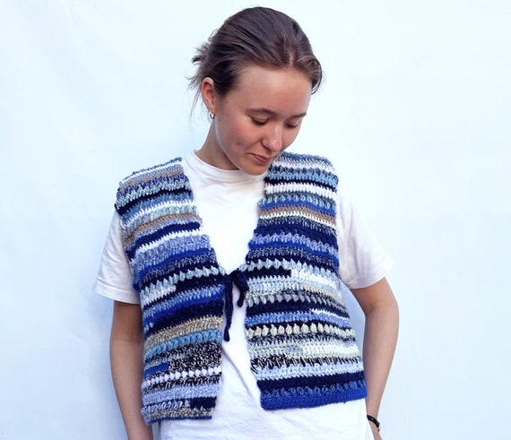 CROCHET PATTERN VEST Vera Crochet Striped Slipover.zerowaste