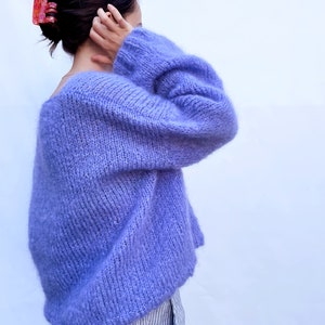 KNITTING PATTERN SWEATER.Sandra Knitting Pattern Sweater.Beginnerfriendly Mohair Knitting Pattern Sweater.Classic V-neck Sweater Pattern.