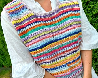 FRIDA Crochet Vest. PDF Instant Pattern. Beginner Friendly. Adult Size S-XXL. Scrapyarn Project. Detailed description with photos. Zerowaste