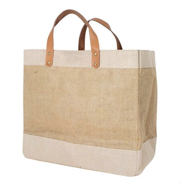 Burlap Leather Tote - Etsy Canada